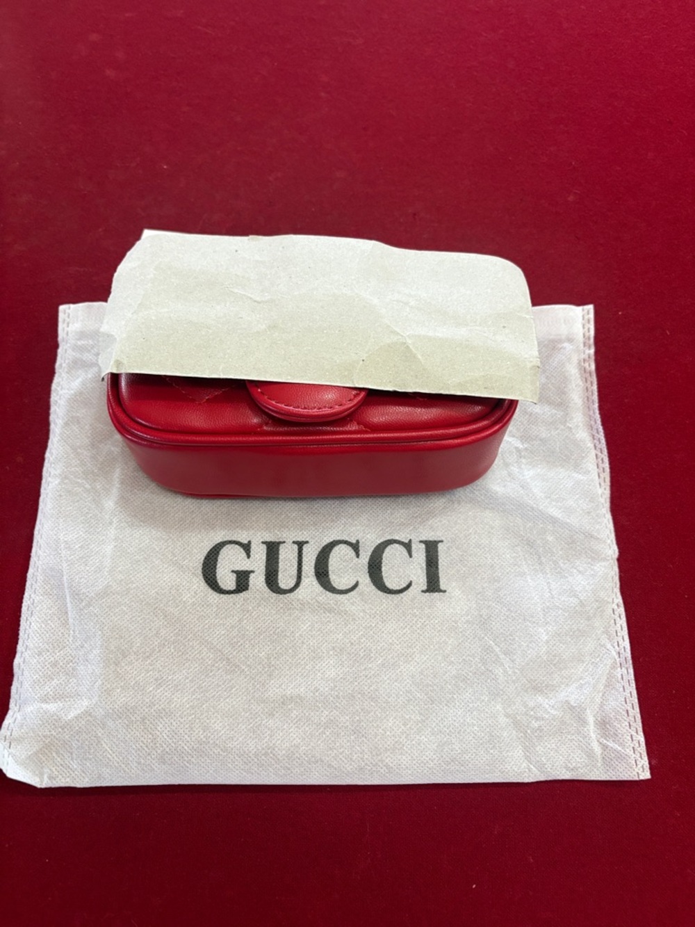 Gucci Red GG Marmont Matelassé Mini Crossbody Bag with Gold Chain - Picture 5 of 8